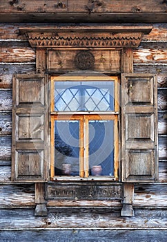 Window in old wooden country house