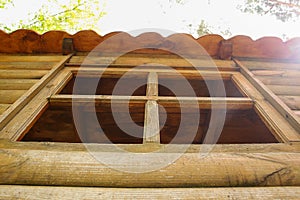 Window of the old wooden log house