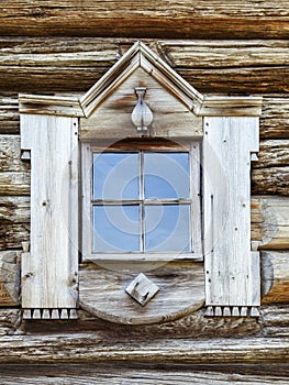 Window in an old wooden village house