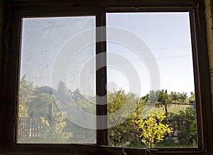 Window overlooking the field. Countryside
