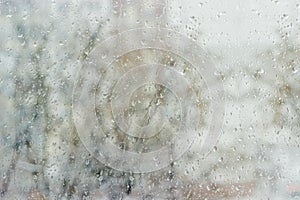 Window pane during a rain