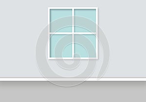 Window on pastel grey background, modern style interior, Home staging and minimalism concept.