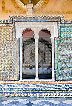 Window of Patio Principal in La Casa De Pilatos, Seville. photo