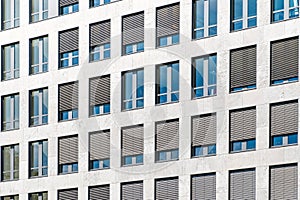 Window pattern facade, office building exterior