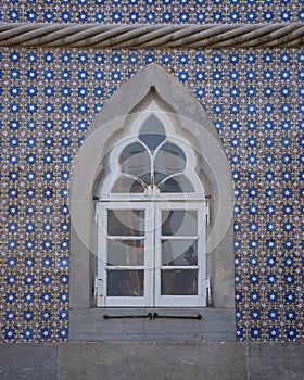 Okno Pena Palace architektúra Sintra Lisabon Portugalsko