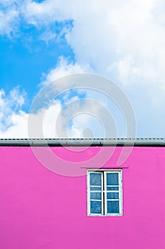 Window in pink wall