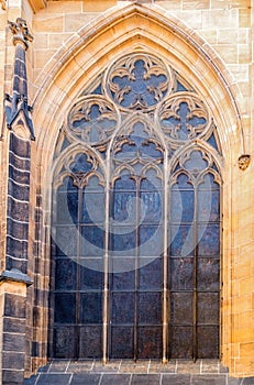 Window Prague St. Vitus Cathedral at Hradcany in the Prague Castle