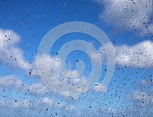 Window with rainy drops.