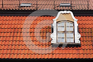 Red tiled mansard roof