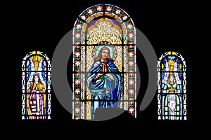 Window of religious stained glass in image Jesus