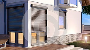 Window roller blinds illustration - house 9, 3D illustration