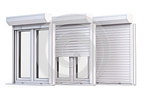 Window roller shutters solated on white background photo