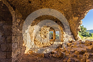 A window in the ruins of an old Arab house