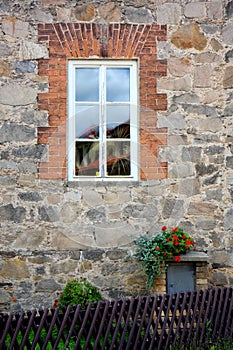 Window rustic stone wall