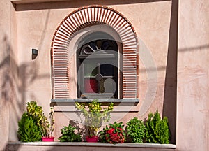 Window in Saint George Greek orthodox church in Agios Nikolaos, Crete, Greece