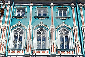 Window of Sevastyanov House in Yekaterinburg. Russia