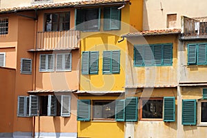 Window shutters on old block of apartments