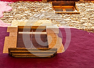 Window shutters on an old european style building, architectural