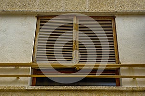 Window shutters on an old european style building, architectural