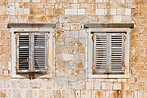 Window shutters on old house