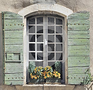 Window and shutters in old house