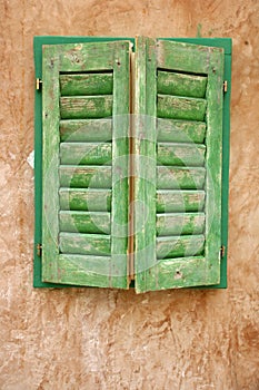 Window shutters on old house