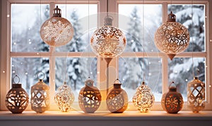 Window Sill Displayed With Various Ornaments