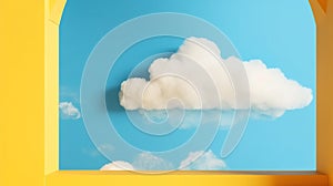 Window in the sky. Abstract background with blue sky and minimal display background.