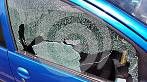 Window smashed on car