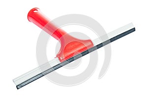 Window squeegee with red handle isolated on white background