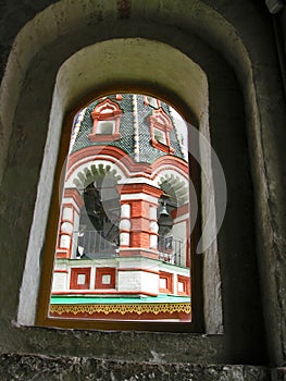Window of St. Basil`s Cathedral in Moscow