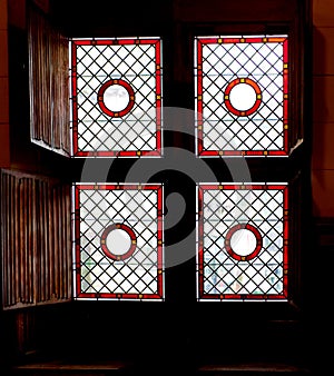 Window stained glass wooden shutter