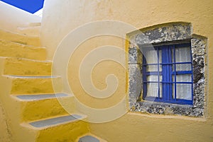 The window and stairs of Santorini