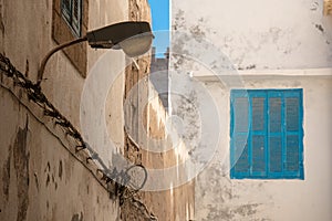 Window and a street lamp, Morocco