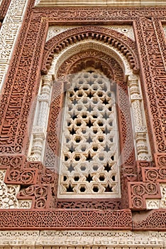 Window with sunglow in Alai Minar, Qutab Minar complex, Delhi