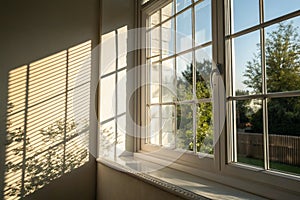 Window sunlight shadow on wall background