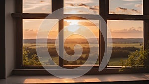 window in the sunset scape nature view background view window landscape nature view background