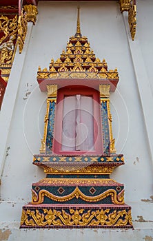 Window of Thai temple, Wat Rat Bamrung Wat Ngon Kai - Samut Sakhon, Thailand