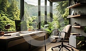 Window to Nature Modern Home Office for Remote Work
