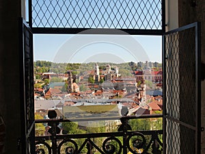 Window to the old Vilnius city churchs
