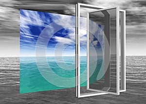 Window to paradise, seascape, a window to the sea