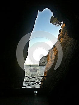 Window to the sea, Cala Galdana. photo