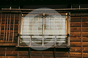 Window traditional Japanese houses at Magome Juku town along the Nakasendo trail in Kiso Valley, Japan.