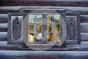 Window of a traditional Norwegian hut