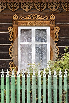 Window of a traditional Russian blockhouse