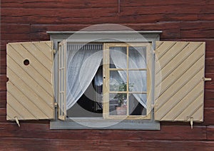 Window of a traditional Swedish wooden house