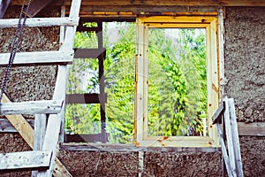 Window of unfinished house