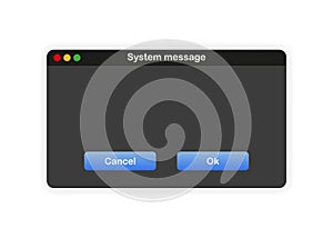 Window of user Interface. System message template unknown error on white background. Vector.