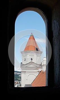 Window view of Bratislava castle tower