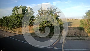 Window view of a moving bus